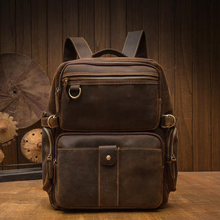 Brown Leather Backpack | BARCELONA