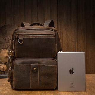 Brown Leather Backpack | BARCELONA