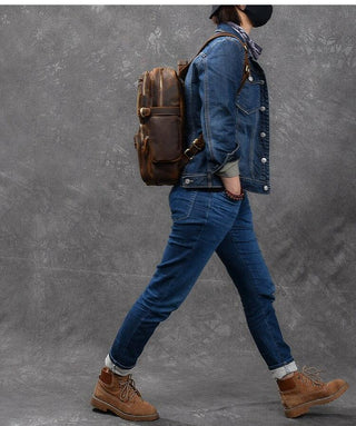 Brown Leather Backpack | BARCELONA