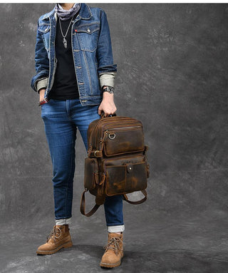 Brown Leather Backpack | BARCELONA